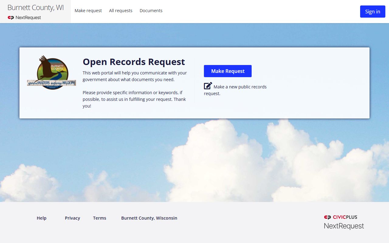 Burnett County NextRequest portal for inmate record requests