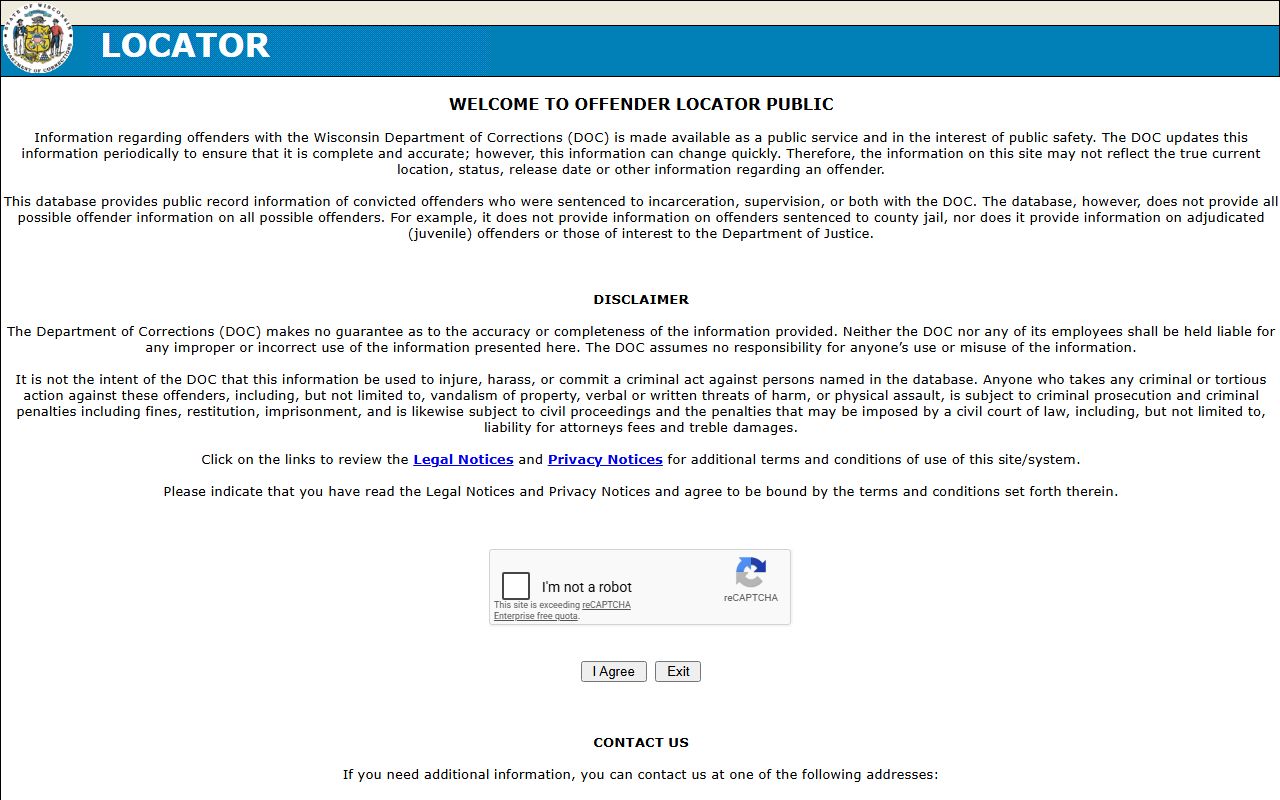 Wisconsin DOC locator for Burnett County sentenced inmate search